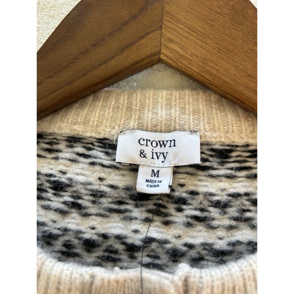 Crown Ivy Sweater Medium Cardigan Fair Isle Festive Jewel Buttons Cozy - Picture 12 of 13